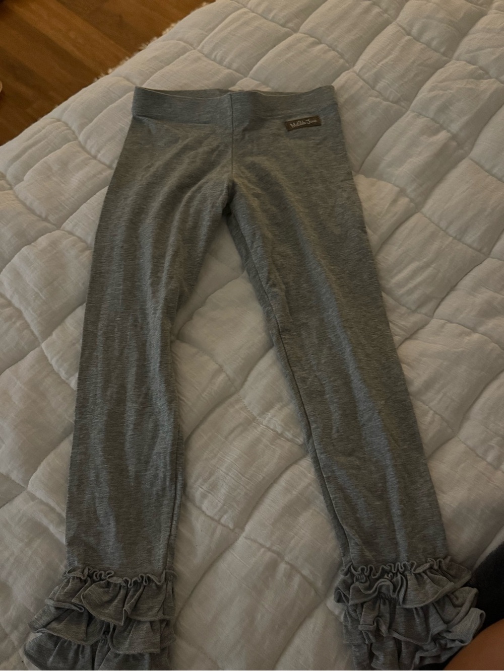 Matilda Jane Girls' Gray Ruffle Hem Leggings - Comfortable Everyday Stretch